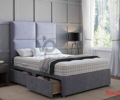 Lilac Divan Bed Set With Luxury Headboard